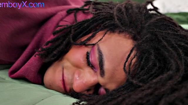 Lace ebony femboy pantie fuck