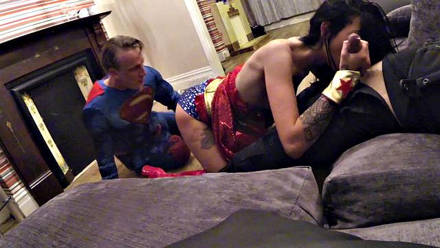 Watch as a kinky cop gets down and dirty in a cosplay-fueled threesome