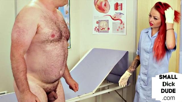 Tiny dick nurse domme wanking submissive during doctor's