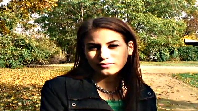 Nice guy bangs a wet pussy in public park, with a smile on her face