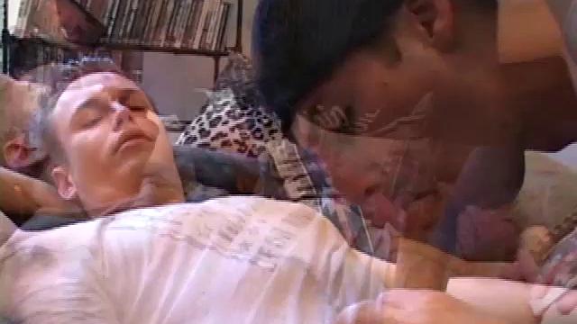 Camden DeMarko is rubbing his dick when skate boarder Jessie Jameson comes in and starts sucking him off. Jessie works him good, before fucking Camden's face with his big cock.