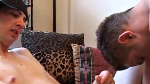 Camden DeMarko is rubbing his dick when skate boarder Jessie Jameson comes in and starts sucking him off. Jessie works him good, before fucking Camden's face with his big cock.