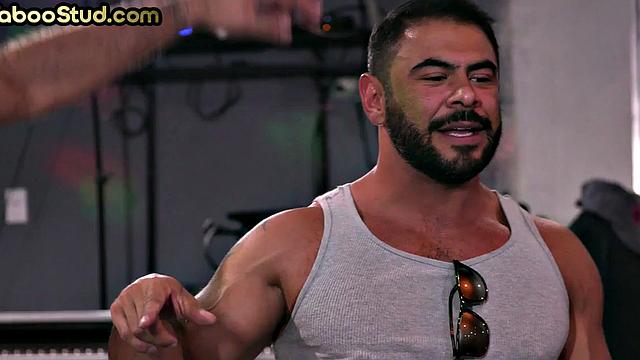 Tattooed jock fucks stepbro's ass on outdoor pool