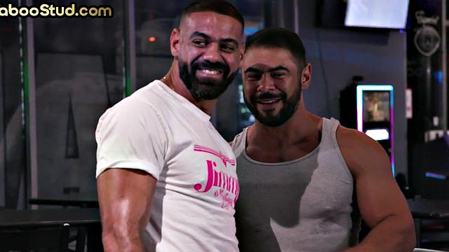 Tattooed jock fucks stepbro's ass on outdoor pool