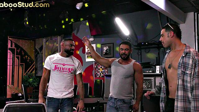 Tattooed jock fucks stepbro's ass on outdoor pool