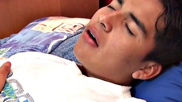 Hairy Latin twink masturbates solo and fingers his asshole