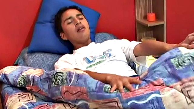 Hairy Latin twink masturbates solo and fingers his asshole