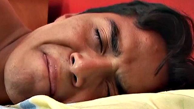 Hairy Latin twink masturbates solo and fingers his asshole