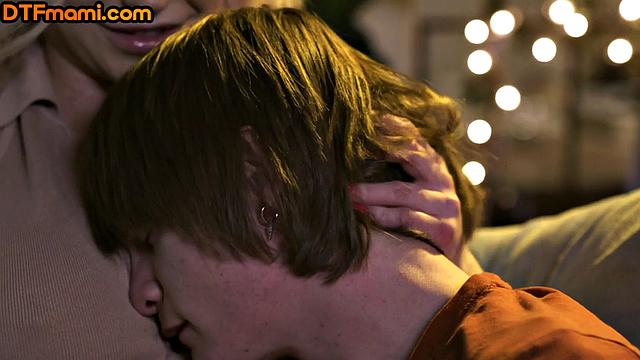 Big-titted blonde pounded by stepson