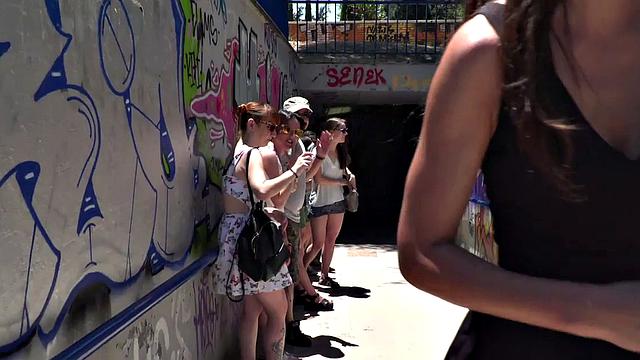 Pathetic babe publicly fucked and pissed in sex