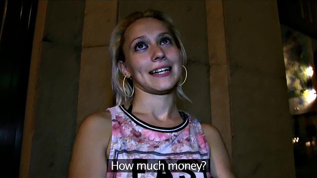 Blonde cutie gags on cock & swallows his load