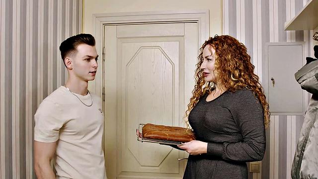 SHAME4K. Guy enjoys the cake and sweet pussy of the MILF in black stockings