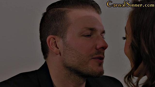 Small-titted babe enjoys pussyfucking