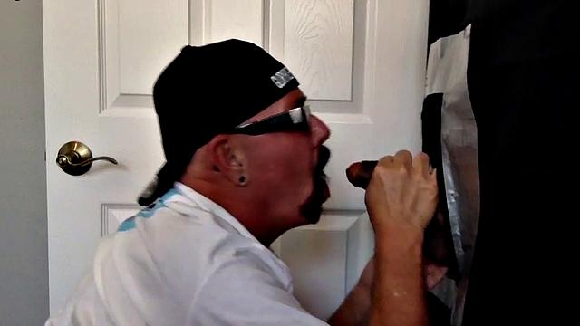 Gloryhole mature gay fucked in asshole after BJ