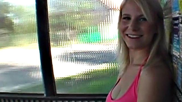 Public amateur busty babe fucked outdoor after BJ