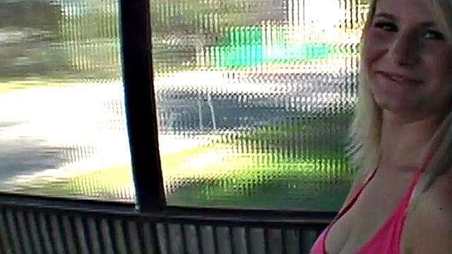 Public amateur busty babe fucked outdoor after BJ