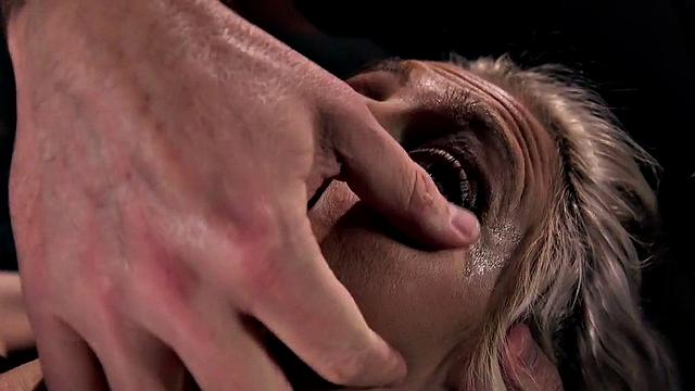 Bound submissive caned and toyed by her strict master