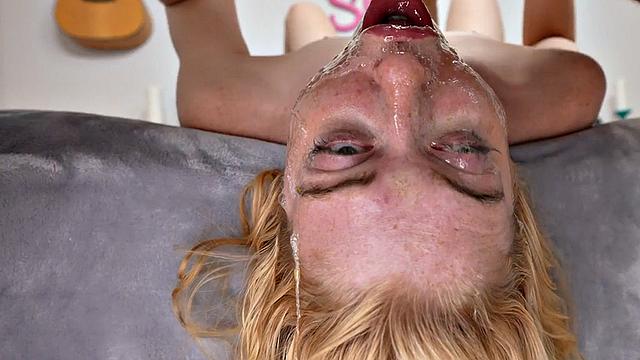 Deepthroating skinny wife spoiled by husbands cock