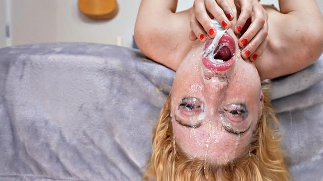 Deepthroating skinny wife spoiled by husbands cock