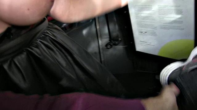 Blonde bombshell with huge tits gets drilled hard in the backseat of a taxi