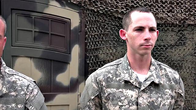 Military jocks enjoy locker room orgy after sucking cock