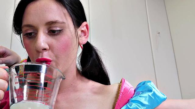 Brunette sub gets her tight ass stuffed with toys while being dominated in mask & dress