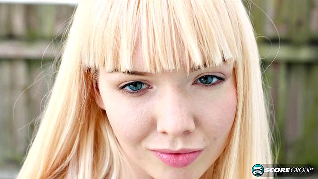 Yoga Sveera stretches outside and then loses her clothes, spreads and fingers her snatch.