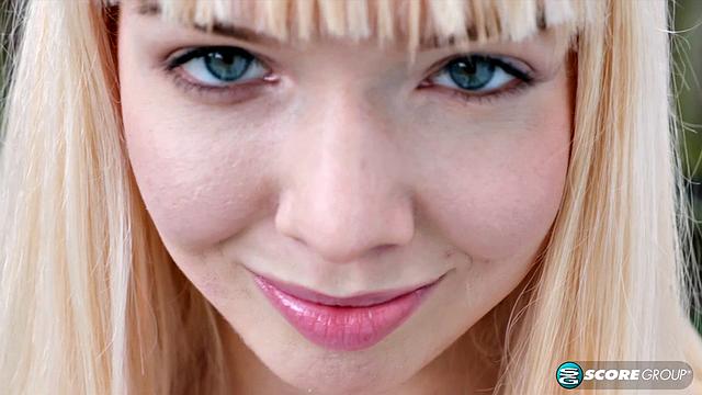 Yoga Sveera stretches outside and then loses her clothes, spreads and fingers her snatch.