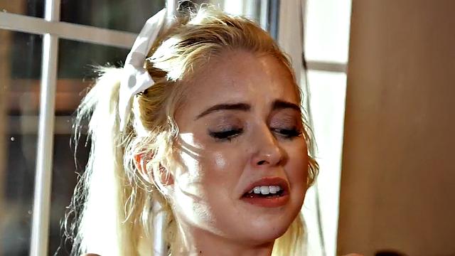 Petite hairy babe passionately riding and sucking