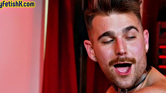 Fist loving jock assfisted till prolapse by partner in leather