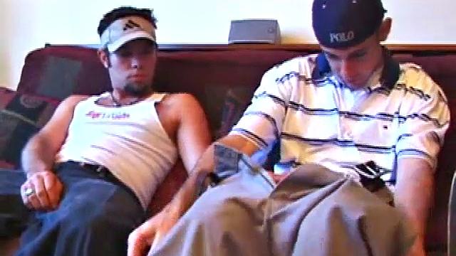 Apollo and Tag watch some porn, as Apollo leans over to give Tag head. Tag jerks off Apollo, and it seems this straight boy wants to give head, but instead, he just licks Apollo's cock while jerking him off.