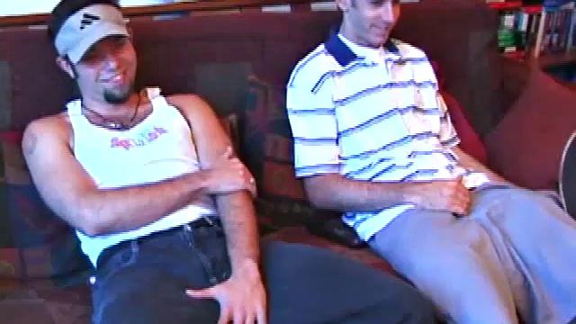 Apollo and Tag watch some porn, as Apollo leans over to give Tag head. Tag jerks off Apollo, and it seems this straight boy wants to give head, but instead, he just licks Apollo's cock while jerking him off.