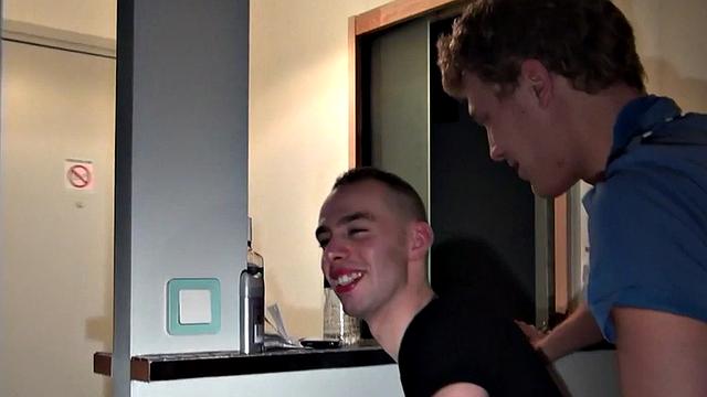 Amateur jockstrap stud gets fucked in ass at home by BF