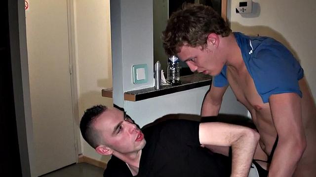 Amateur jockstrap stud gets fucked in ass at home by BF