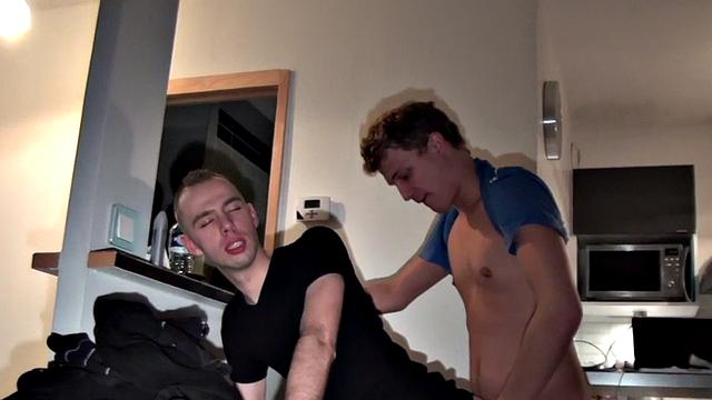 Amateur jockstrap stud gets fucked in ass at home by BF