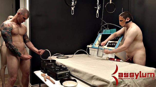 Slobbering teen bondage ass rammed