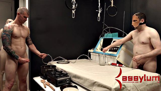 Slobbering teen bondage ass rammed