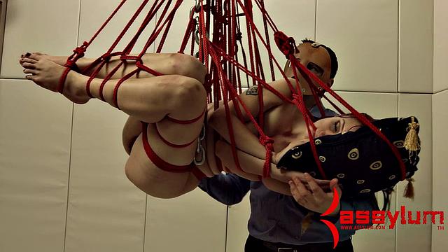 Slobbering teen bondage ass rammed