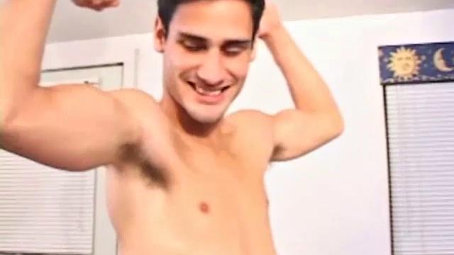 The guys back to the cabin, where Brad puts Kaden in a chokehold. Kaden flexes his pecs and wrestles Brad's body down onto the cot. After some dick sucking and ass rimming, Kaden spreads his butt cheeks for Brad and the fucking begins.