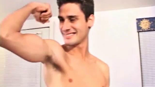 The guys back to the cabin, where Brad puts Kaden in a chokehold. Kaden flexes his pecs and wrestles Brad's body down onto the cot. After some dick sucking and ass rimming, Kaden spreads his butt cheeks for Brad and the fucking begins.