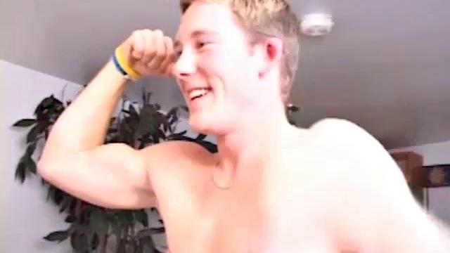 The guys back to the cabin, where Brad puts Kaden in a chokehold. Kaden flexes his pecs and wrestles Brad's body down onto the cot. After some dick sucking and ass rimming, Kaden spreads his butt cheeks for Brad and the fucking begins.