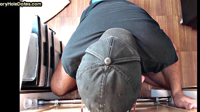 Jockstrap DILF fucked from gloryhole sucked cock