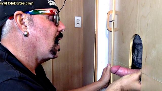 Jockstrap DILF fucked from gloryhole sucked cock