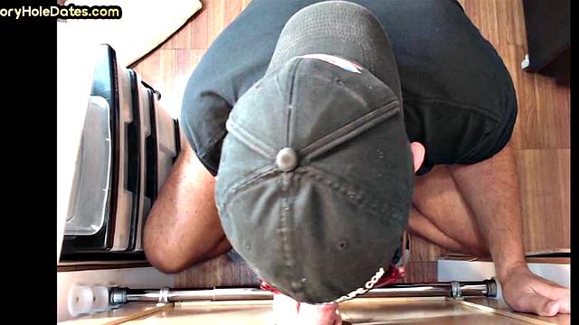 Jockstrap DILF fucked from gloryhole sucked cock