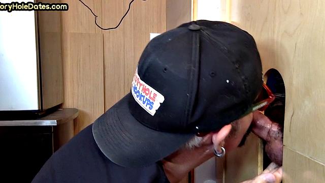 Jockstrap DILF fucked from gloryhole sucked cock