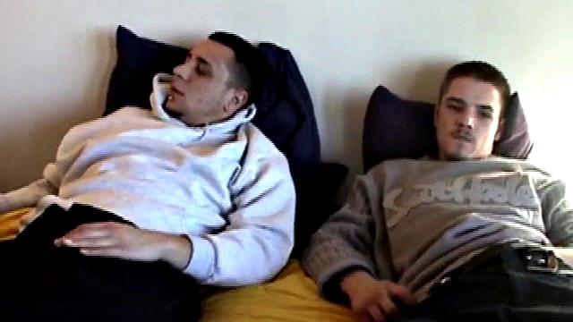 Bradley and Ryan Shaw begin by watching a loud straight porno together. As soon as he unbuckles himself, Ryan leans over to devour Bradley's cock. After they strip and stroke each other, Ryan goes back for seconds and a hot oral exchange follows.
