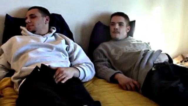 Bradley and Ryan Shaw begin by watching a loud straight porno together. As soon as he unbuckles himself, Ryan leans over to devour Bradley's cock. After they strip and stroke each other, Ryan goes back for seconds and a hot oral exchange follows.