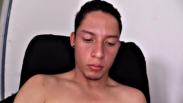 We join El Chileno already stripped to his underwear and working on a boner. He slips off his boxers, kicks back in a chair and soon he has his uncut rock hard.