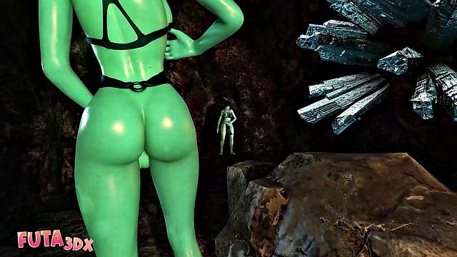 Futa3dX - LARA CROFT Stumbles Into Big Dicked Cave Troll's Threesome