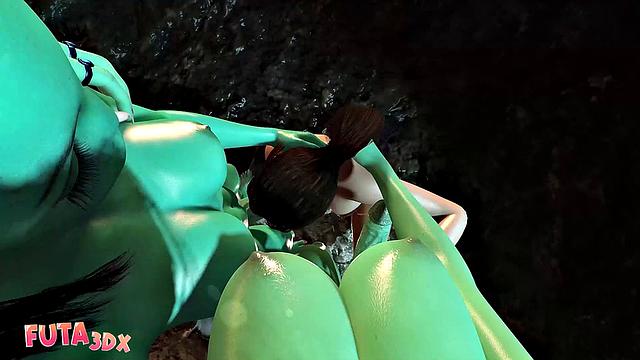 Futa3dX - LARA CROFT Stumbles Into Big Dicked Cave Troll's Threesome